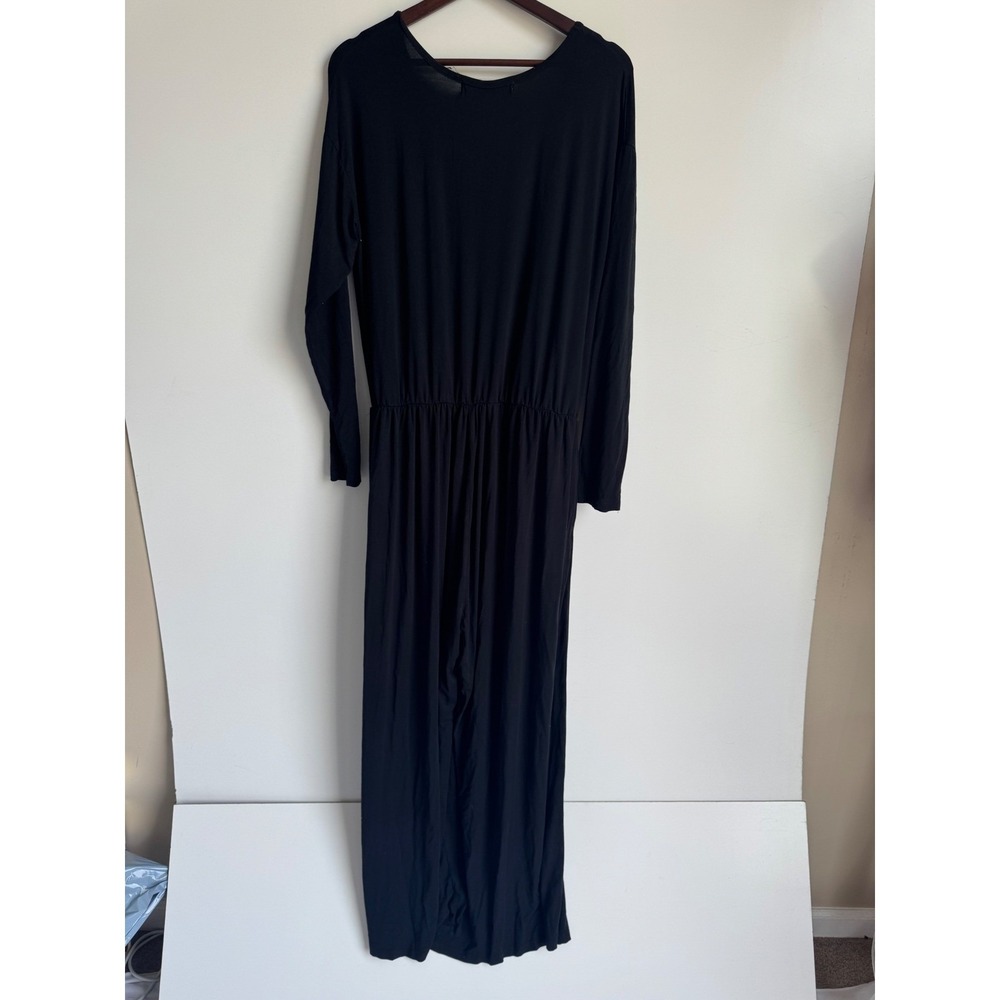 Sonnet James‎ A Play Dress Black Long Sleeve V-Neck Wide Leg Jumpsuit Womens M